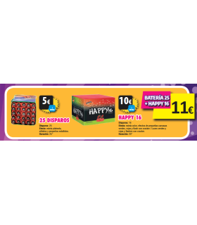 Oferta Pack 2 Baterías: Happy 16  y 25 misiles