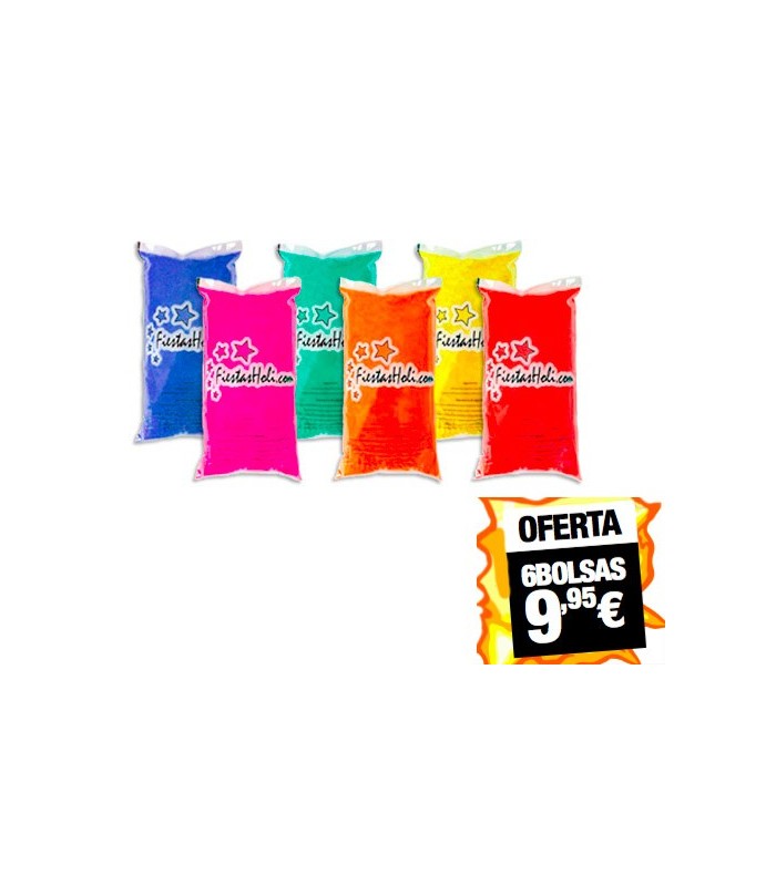 Oferta Polvos Holi (6 bolsas) 